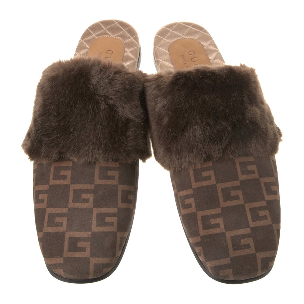 Gucci men’s GG logo suede fur Princetown mules NWB